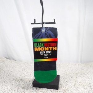 NEW Black History Black Socks Crew - Adult Size 9-11- 1 Pair.